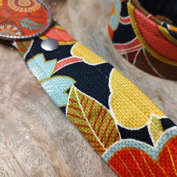 Loopty Loo Fabric Floral Belt Women Flower Buckle Fall Boho 49" Long Sz XL - Picture 3 of 7